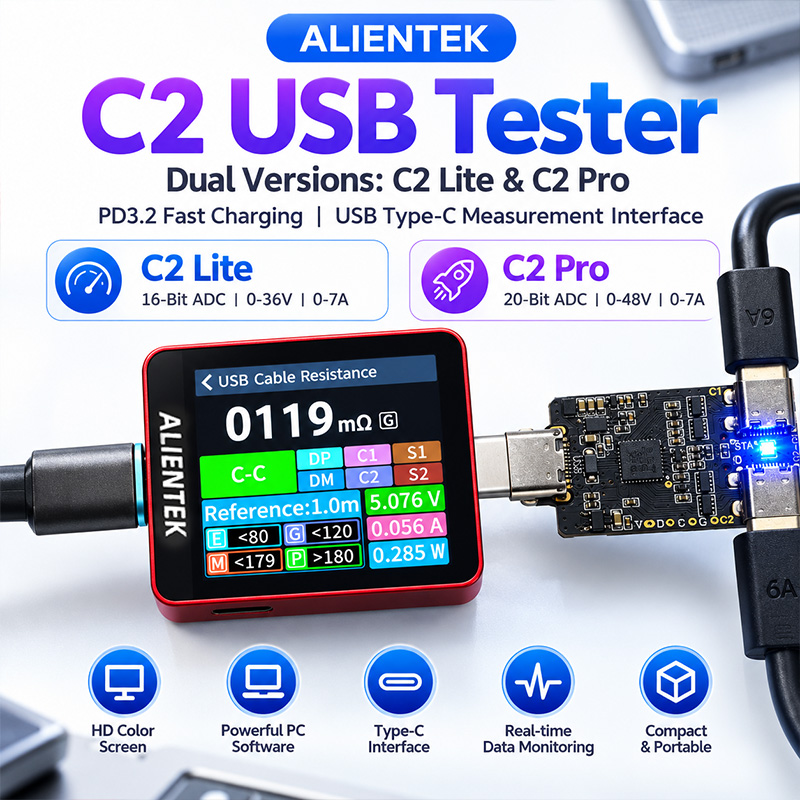Logic Analyzer Usb - ALIENTEK C2 Renkli Ekranlı Test Cihazı,