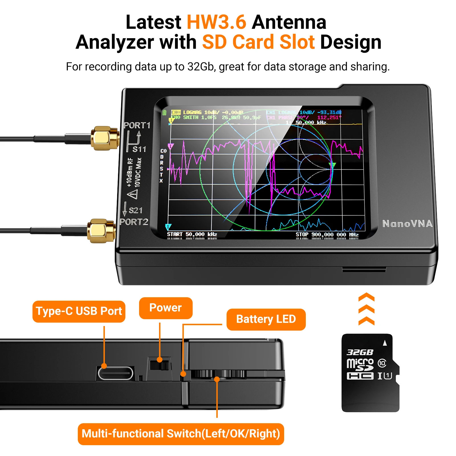 NanoVNA-H Vektör Ağ Anten Anal - Logic Analyzer Usb incelemesi ve fiyatı